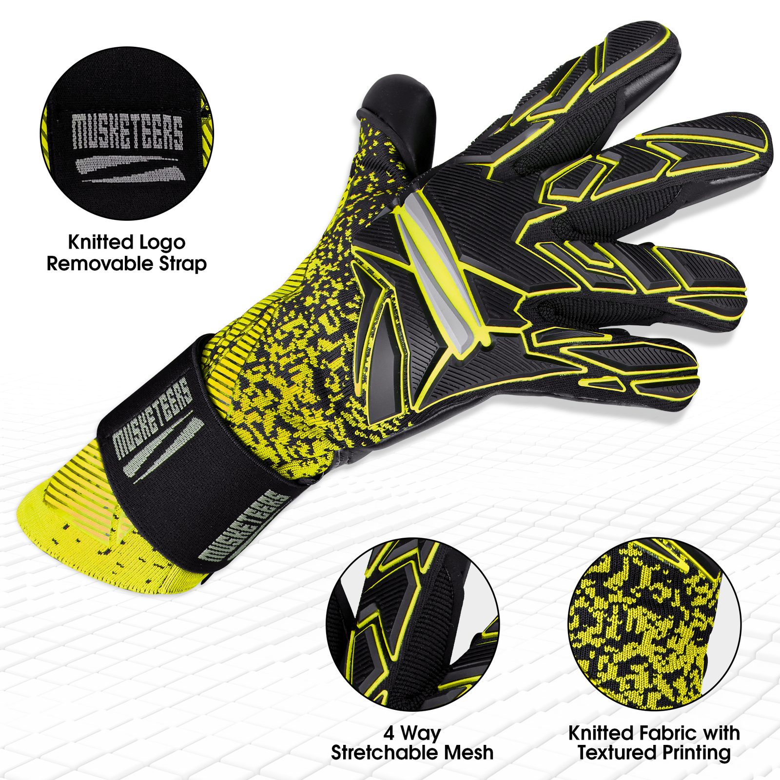 Musketeers Elite Goalkeeper gloves-Yellow - Image 2