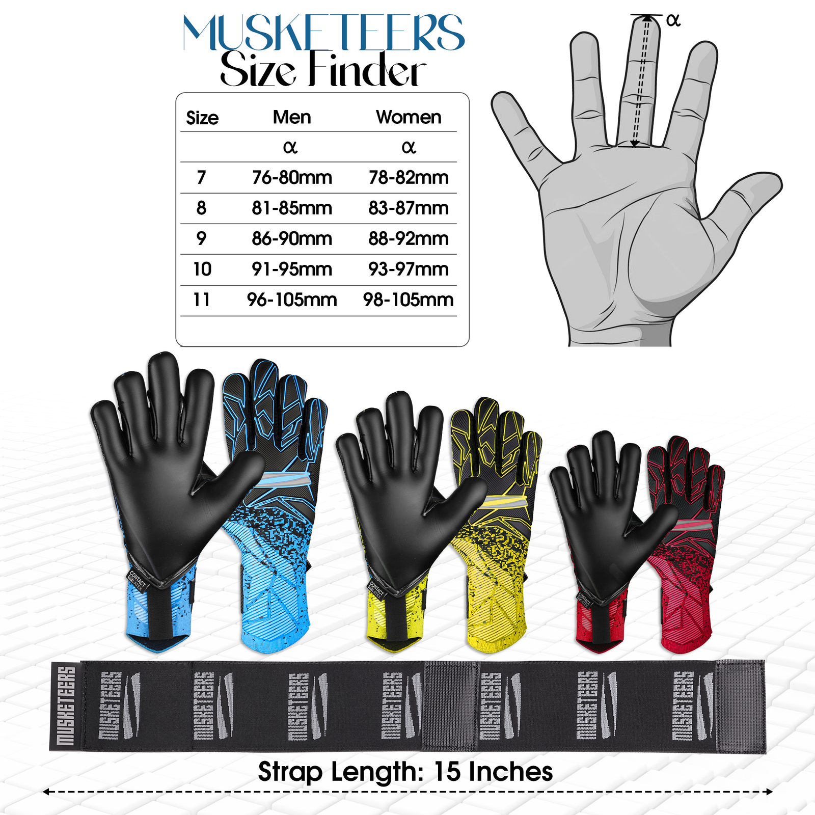 Musketeers Elite Goalkeeper gloves-Yellow - Image 4